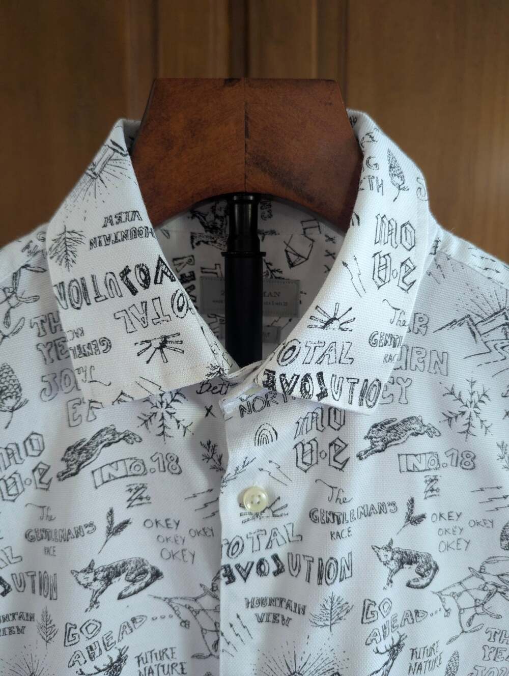 Zara Man Men's S Black White Nature Graphic Print Long Sleeve Shirt